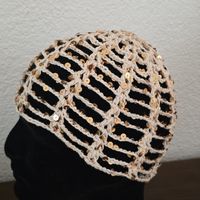 SommerHut gehäkelt beige mit Pailletten