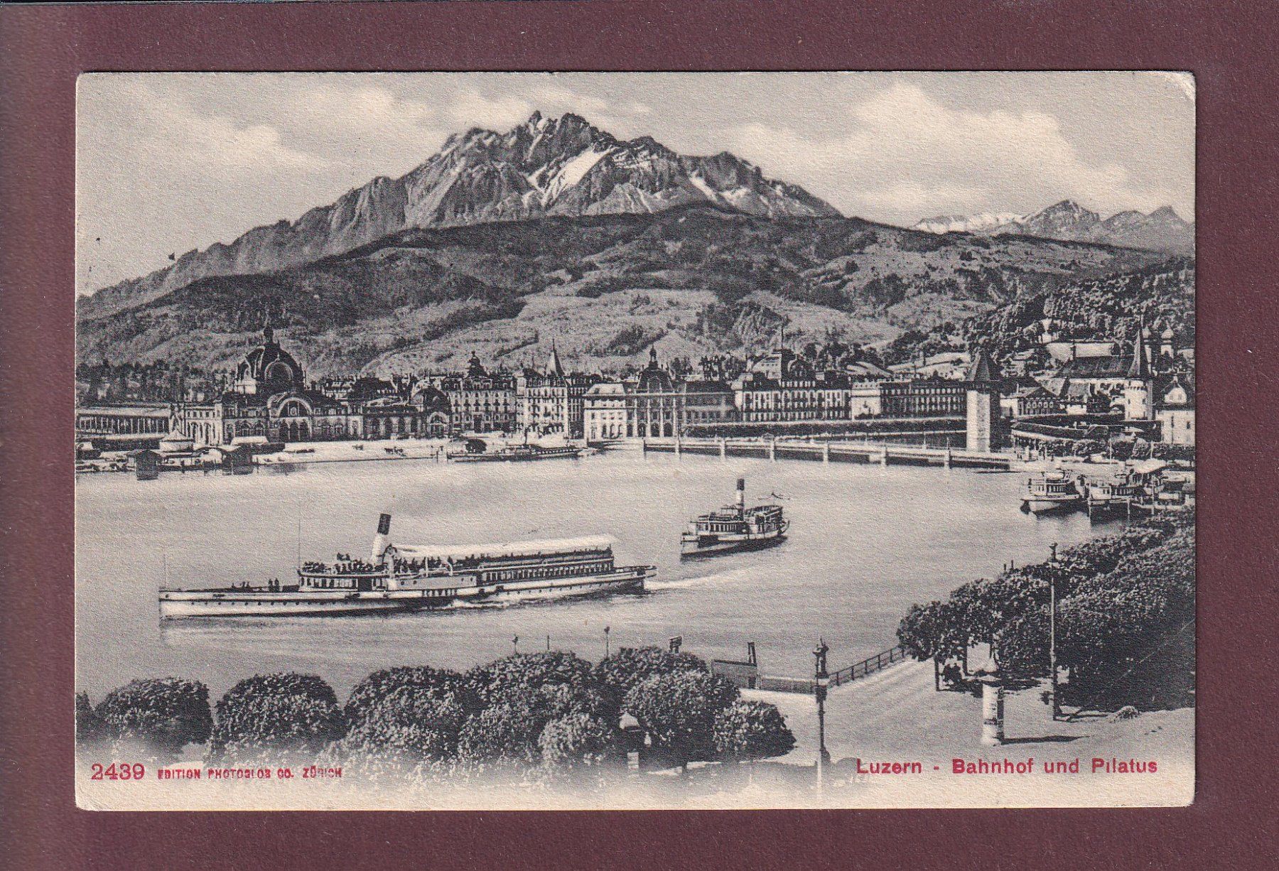 Cartoline postali: LUZERN - Bahnhof - Pilatus - Schiff - 1906 – Usato da Pully venduto da nicecards