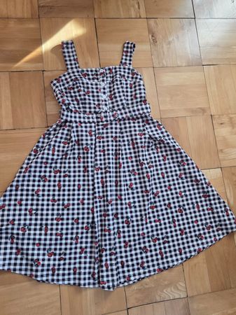 Damen Kleid Rockabilly Kirschen Kariert M / L *letzte tage