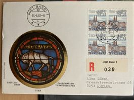 CH 1982 R-FDC Tierkreiszeichen Stier 4er-Block Basel