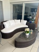 Denova Gartensofa mit Tisch Rattangeflecht mit Kissen