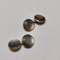 Manschettenknöpfe Vintage Perlmutt Schwarz Gold #C8