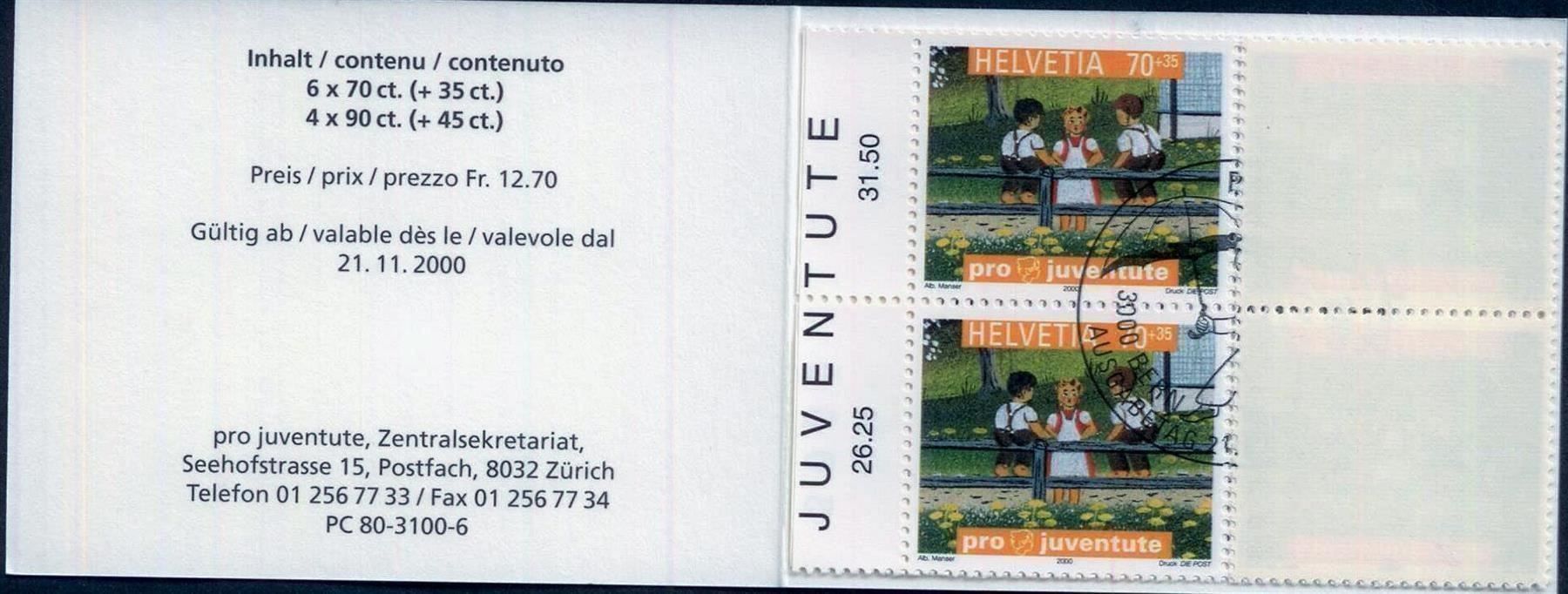 Tutti i francobolli: 2000 Pro Juventute MH ES KW 31.- – Usato da Eggersriet venduto da stamp303 1