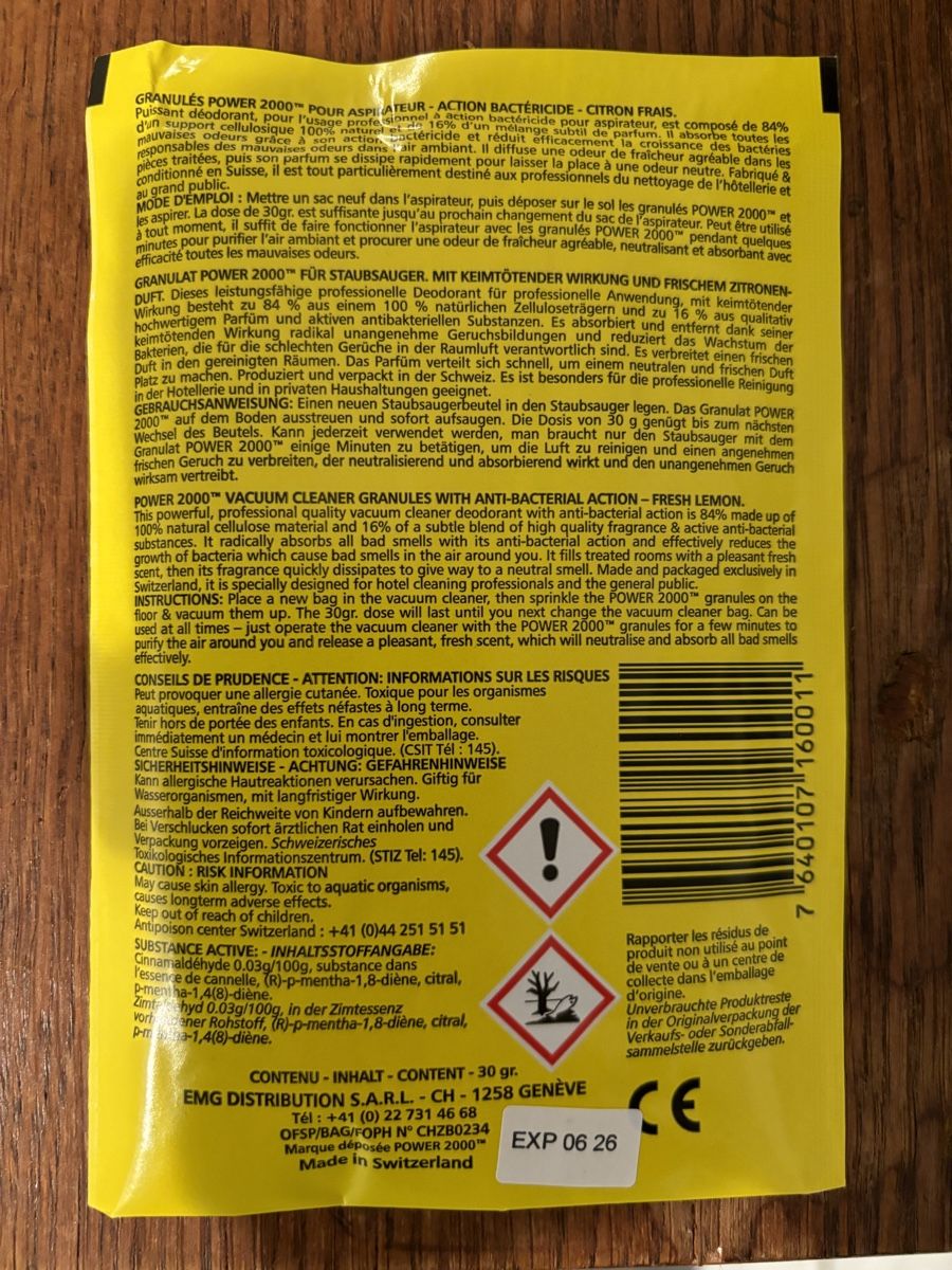 Aspirapolveri & Accessori: Staubsaugergranulat 1 x 30gr. Power2000 – Nuovo e nell'imballaggio originale da Maienfeld venduto da falknis22 1