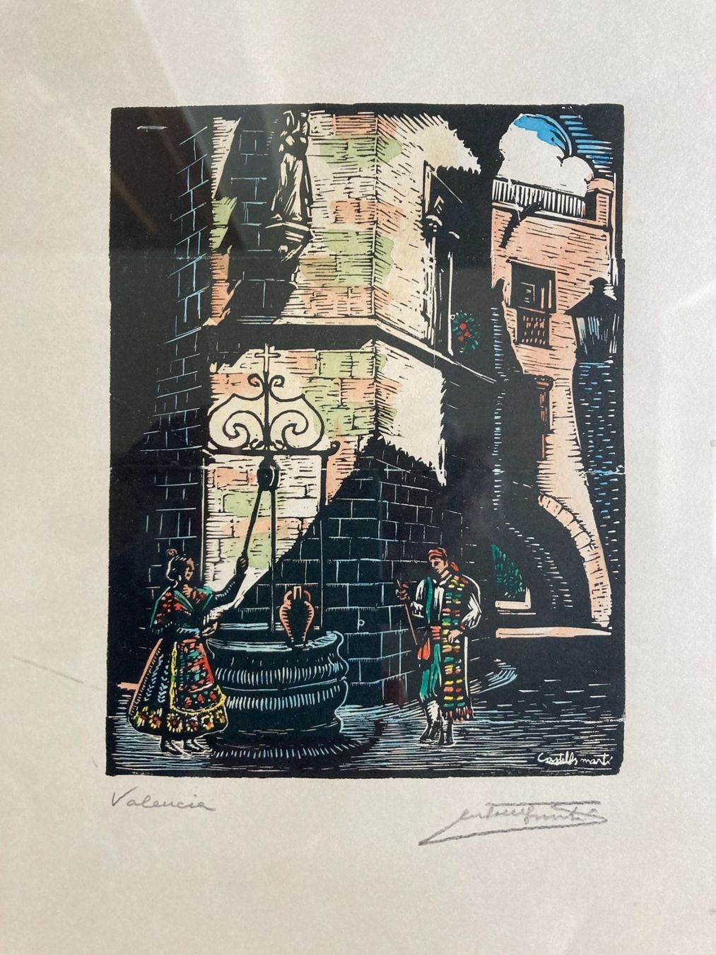 Xilografie: HOLZSCHNITT   CASTELLS  MARTI   VALENCIA  SIGNIERT – Usato da Subingen venduto da ArtBead 1