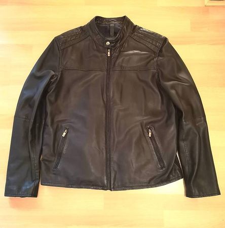 Veste Massimo Dutti cuir d'agneau noir XXL