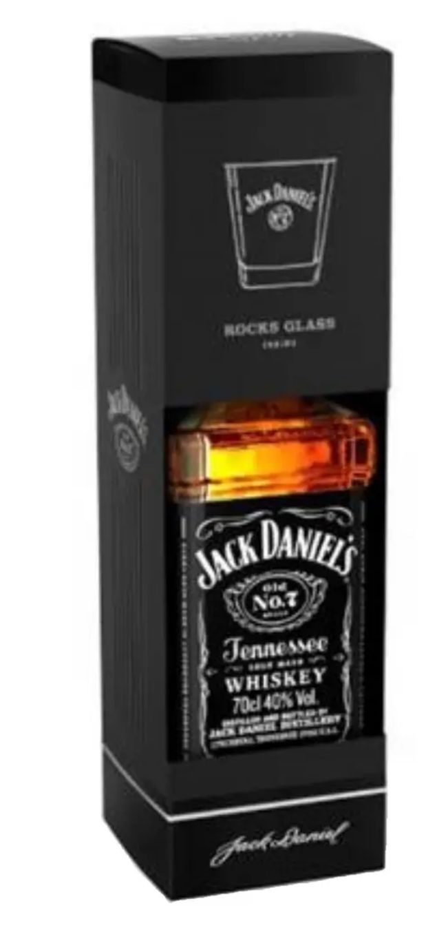 Jack Daniels Bevande alcoliche: Jack Daniel's Old No. 7 Tennessee Whiskey Geschenkbox + Glas – Nuovo e nell'imballaggio originale da Bülach venduto da StoreInShop.com 1