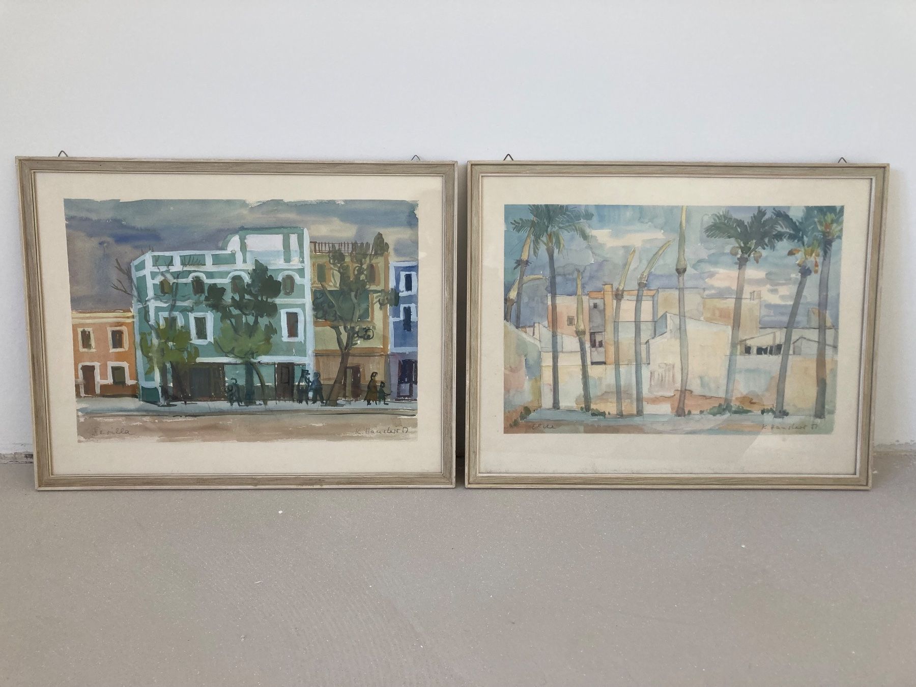 Dipinti: Karl Hausherr, Aquarell Sevilla & Elche – Nuovo (secondo la descrizione) da Bolligen venduto da Jerry127