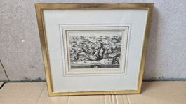 Antike Grafik J. Weber, gerahmt, Landschaft, Rarität! 32x25