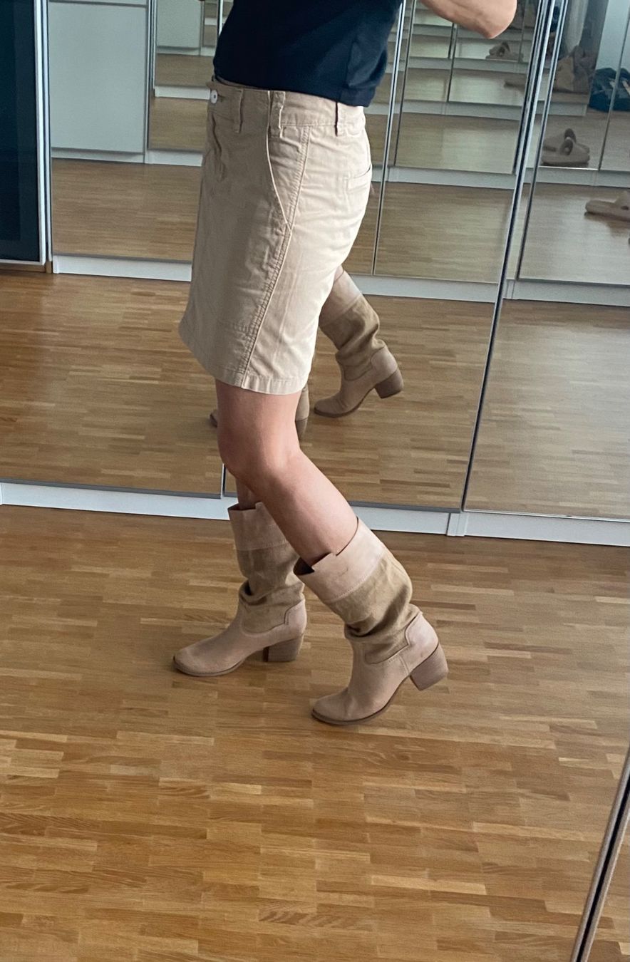 Scarpe da donna: Leder/Segelstoffstiefel Grösse 37, Beige – Nuovo (secondo la descrizione) da Luzern venduto da breil5 4