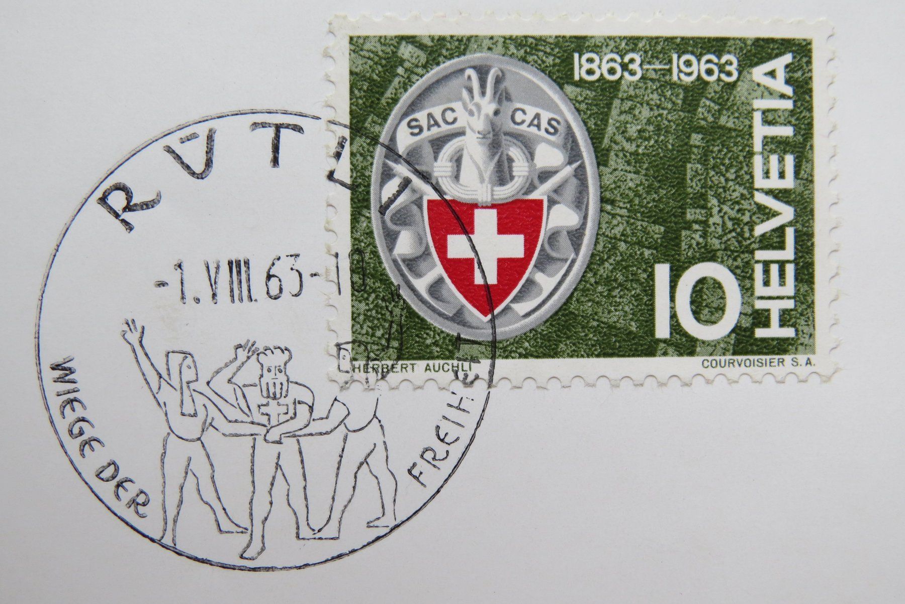 Tutti i francobolli: PTT-Böglein mit Stempel RÜTLI 1.August 1963 – Usato da Brunnen venduto da Kumari 1