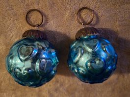 2 Vintage Christbaumkugeln Biedermeier, Glas, Kugelform