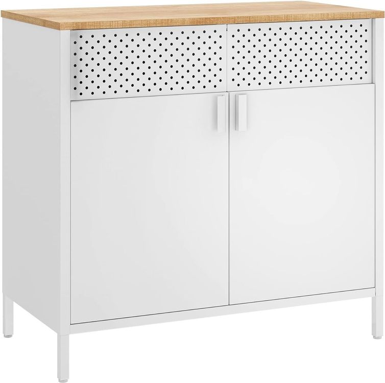Aufbewahrungsschrank Aus Metall Mit Netztüren, 80x40x100 Cm – Stahlvitrine Mit 2 Verstellbaren Regalen, Für Garage, Büro, Haushalt (Pfauenblau)