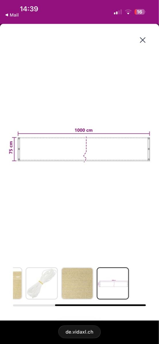 Markisen: Balkon Sichtschutz HDPE Beige  – Neu und originalverpackt aus Kilchberg ZH von awi_cxw5 4
