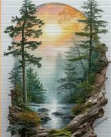 Kreuzstich-Sticken-Handarbeit- Landschaft  30x40cm