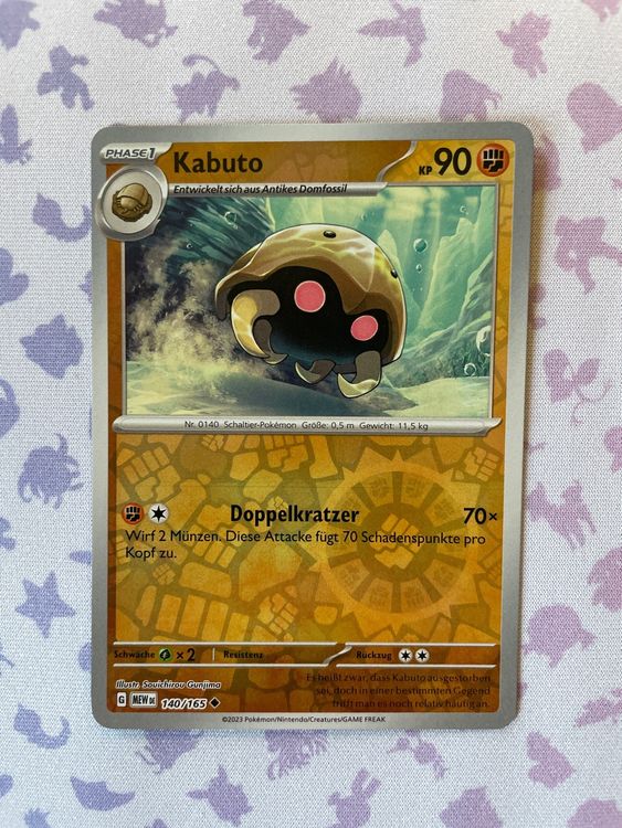 Kabuto 140/165 reverse Holo Pokemon 151 DE Kaufen auf Ricardo
