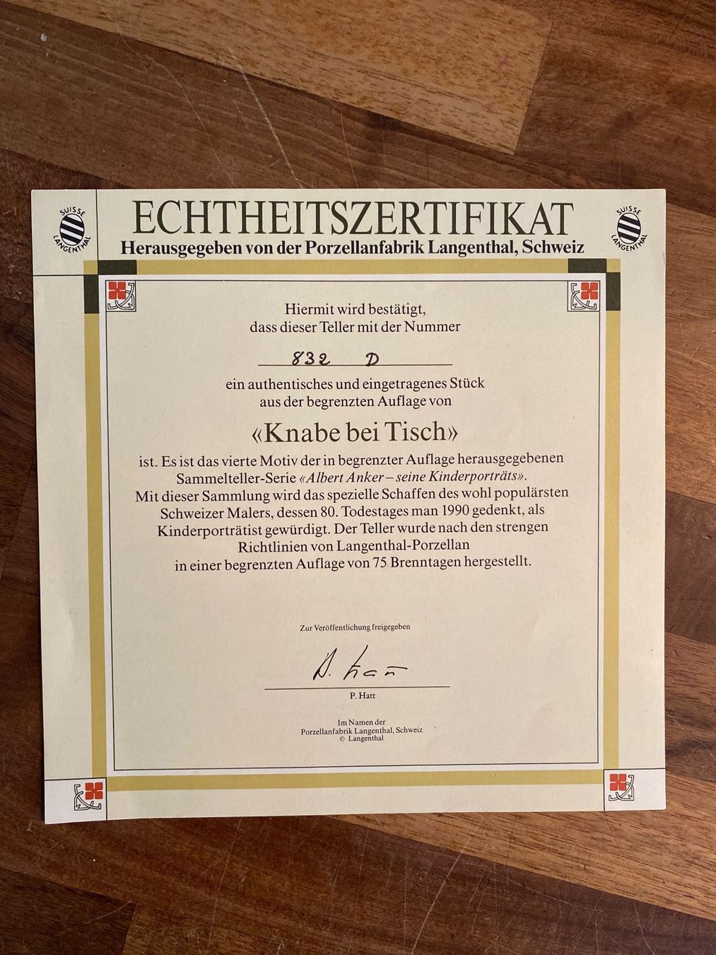 Piatti: Anker Teller Knabe beim Tisch – Usato da Malters venduto da Basteln 2