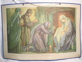 1932 Schulwandbild Antik "Anbetung Der Weisen"