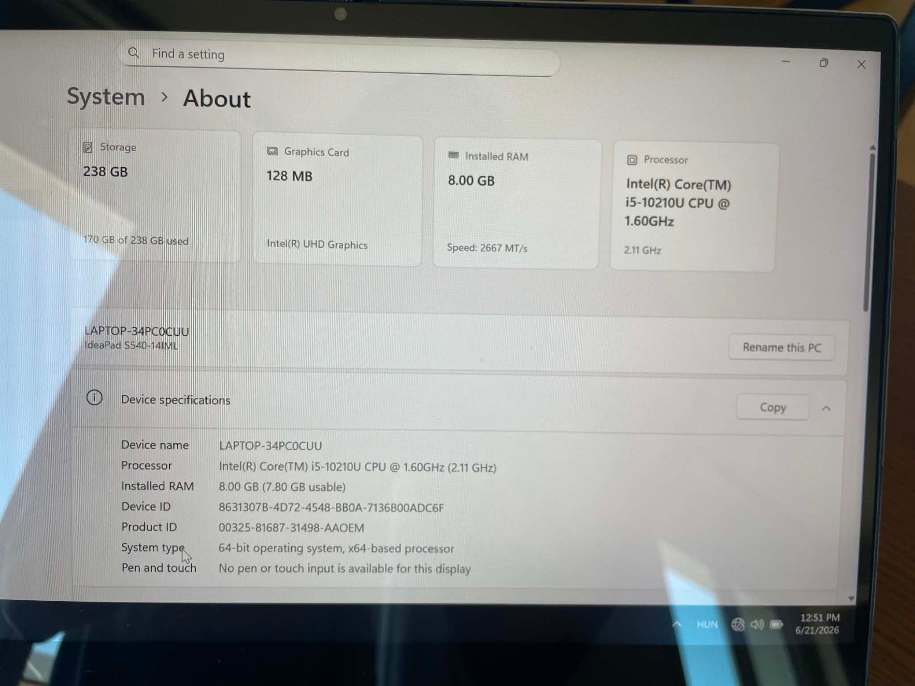 Lenovo Notebook: Laptop  - Lenovo IdeaPad S540 – Usato da Zürich venduto da mar_6szv 5
