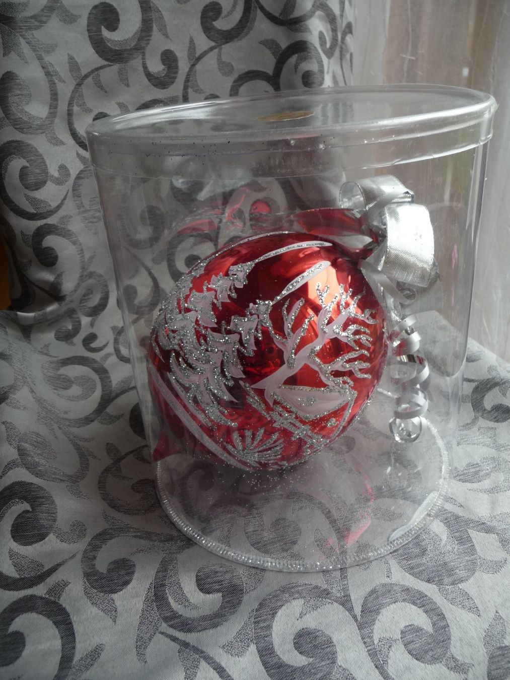 Tutte le decorazioni: gr. rot-silberne Christbaumkugel Weihnachtskugel Dekoration – Nuovo e nell'imballaggio originale da Alpnach Dorf venduto da marvo 7