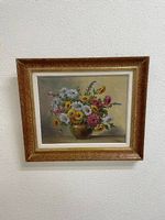 Vintage Ölgemälde Blumenstillleben von W. Weiss 66 x 56 cm