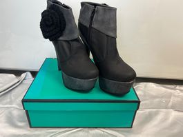 Stiefelette schwarz/grau Gr 37 Neu
