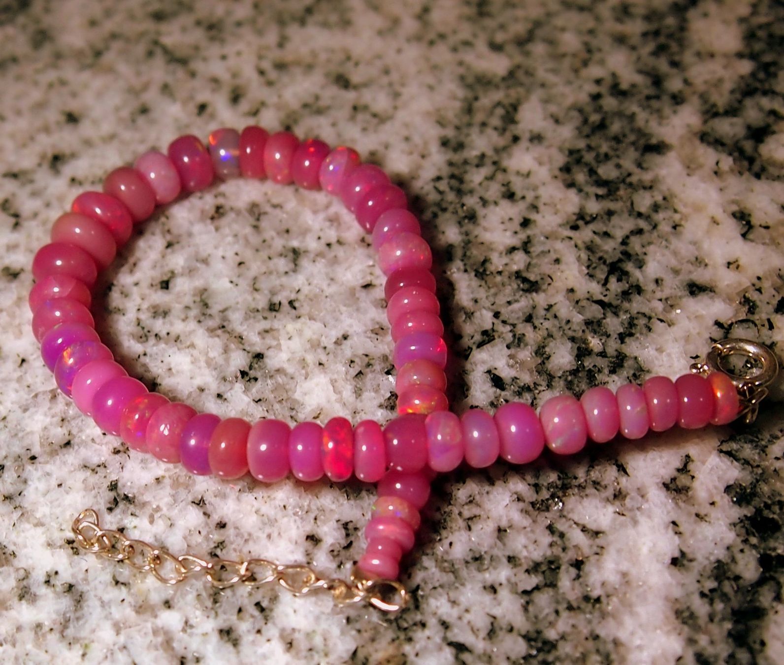 Bracciali & Braccialetti: Arm- oder Fusskette aus schönsten rosa Feueropalen! – Nuovo e nell'imballaggio originale da Reinach BL venduto da rumablum 4