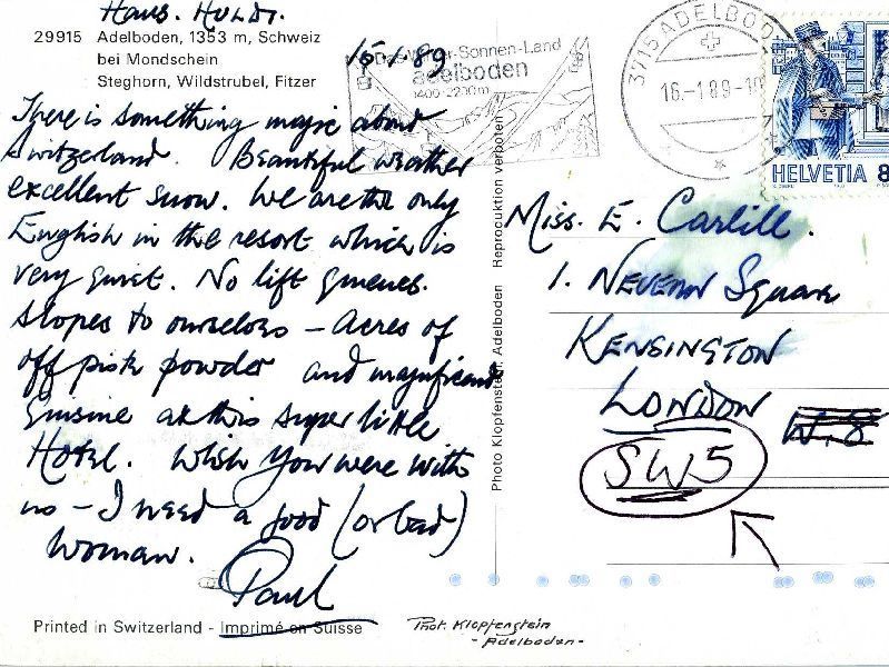 Cartoline postali: Adelboden - bei Mondschein + 1989 – Usato da Emmenbrücke venduto da teestube 1