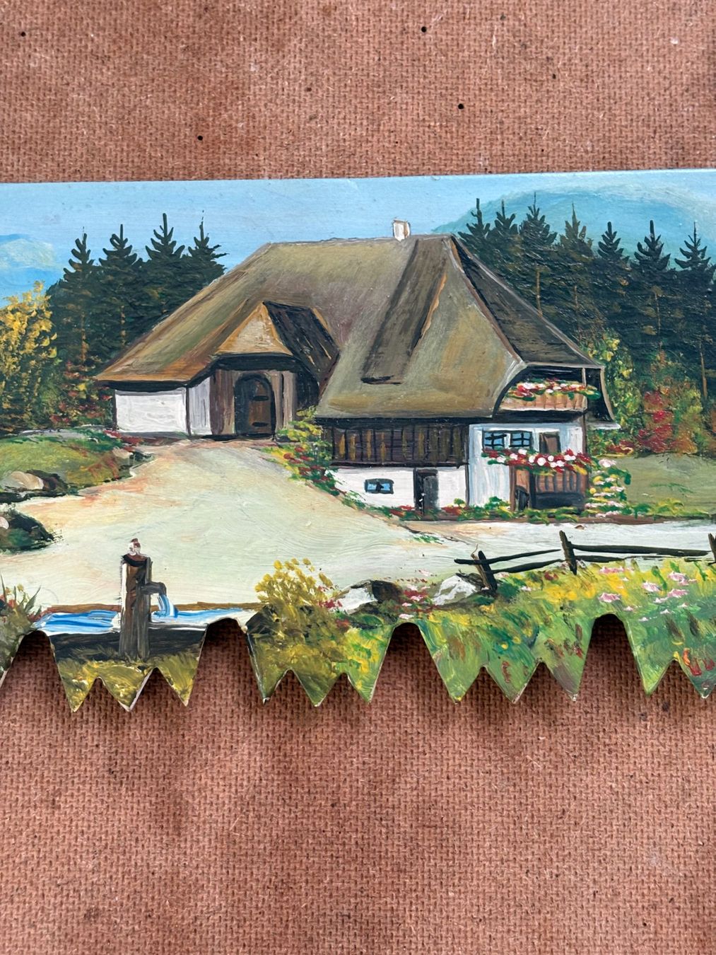 Tableaux: Säge handbemalt Landschaft W. Strobel 1995 – D'occasion à Mönchaltorf par Tschibi 5