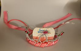 Prinzessinnen Krone Diadem mit rosa Schleifen Fasnacht