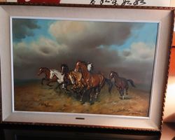 Très beau grand tableau, huile sur toile, signé E.N. WOBEK