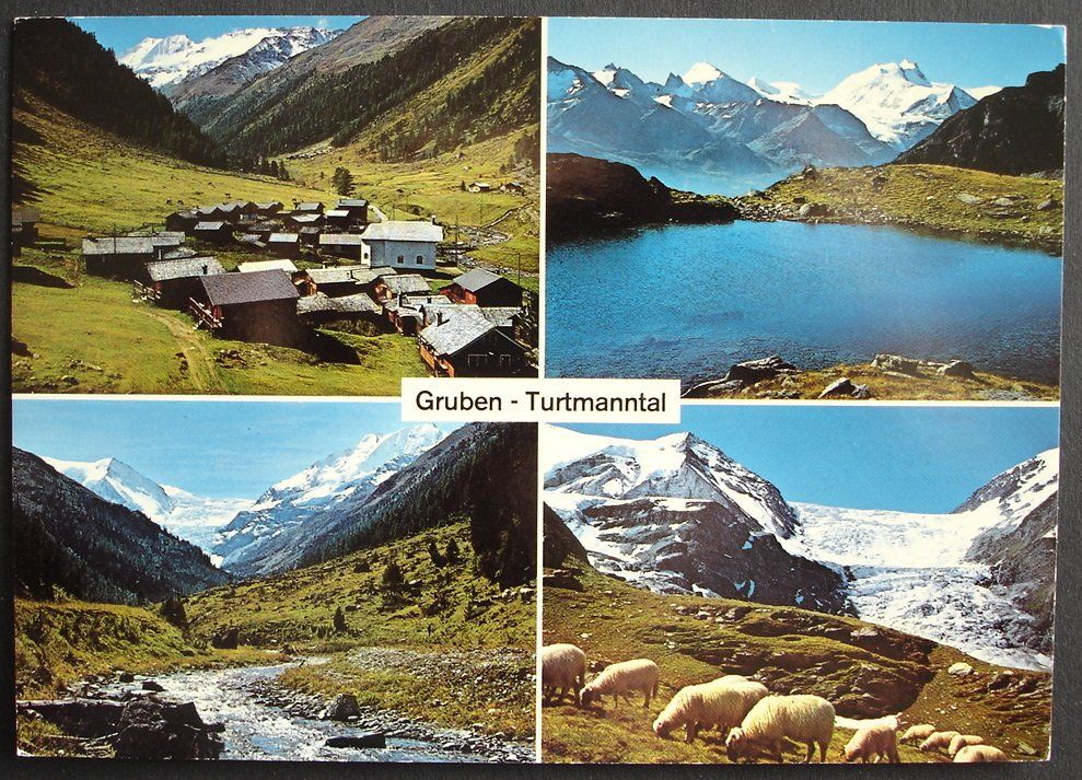 Cartoline postali: GRUBEN Turtmanntal - Meidsee - Gletscher - Schafe – Usato da Jona venduto da philajona