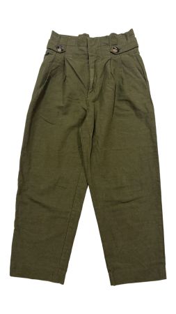 Zara Paperback Hose Gr. S olivgrün Leinen verkürzt