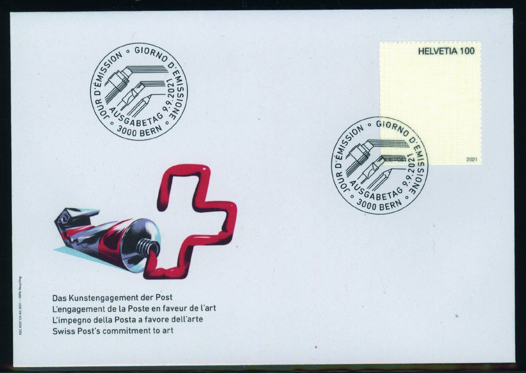 Alle Briefmarken: 2021, FDC, Kunstengagement der Post (1840) – Gebraucht aus Willisau von Vollstempel