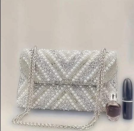 Glitzernde Clutch/Handtasche mit Perlen, neuwertig!