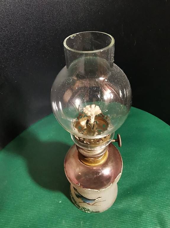 Lampade: Grandiose Petroleum- oder Öllampe, mit Vogelmotiv bemalt – Usato da Dübendorf venduto da aschiduebendorf 3