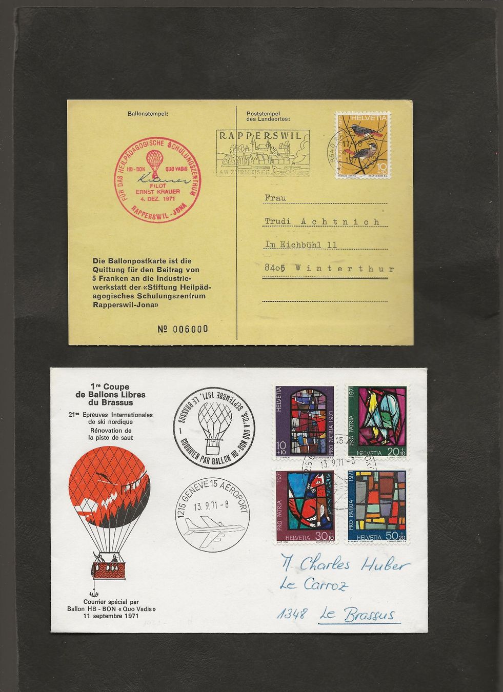 Alle Briefmarken: Flugpost Ballon Schweiz 8 Belege Luftpost – Gebraucht aus Au ZH von xelagreb01 7