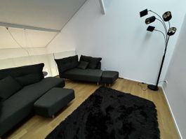 LIVOM Sofa mit Ottomane dunkelgrau guter Zustand
