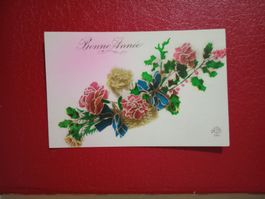 Antike AK Color Bonne Annee Neujahr Blumen