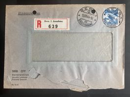 CH 1944 R-Brief SBB Generaldirektion Bern 30Rp.Rheinfall