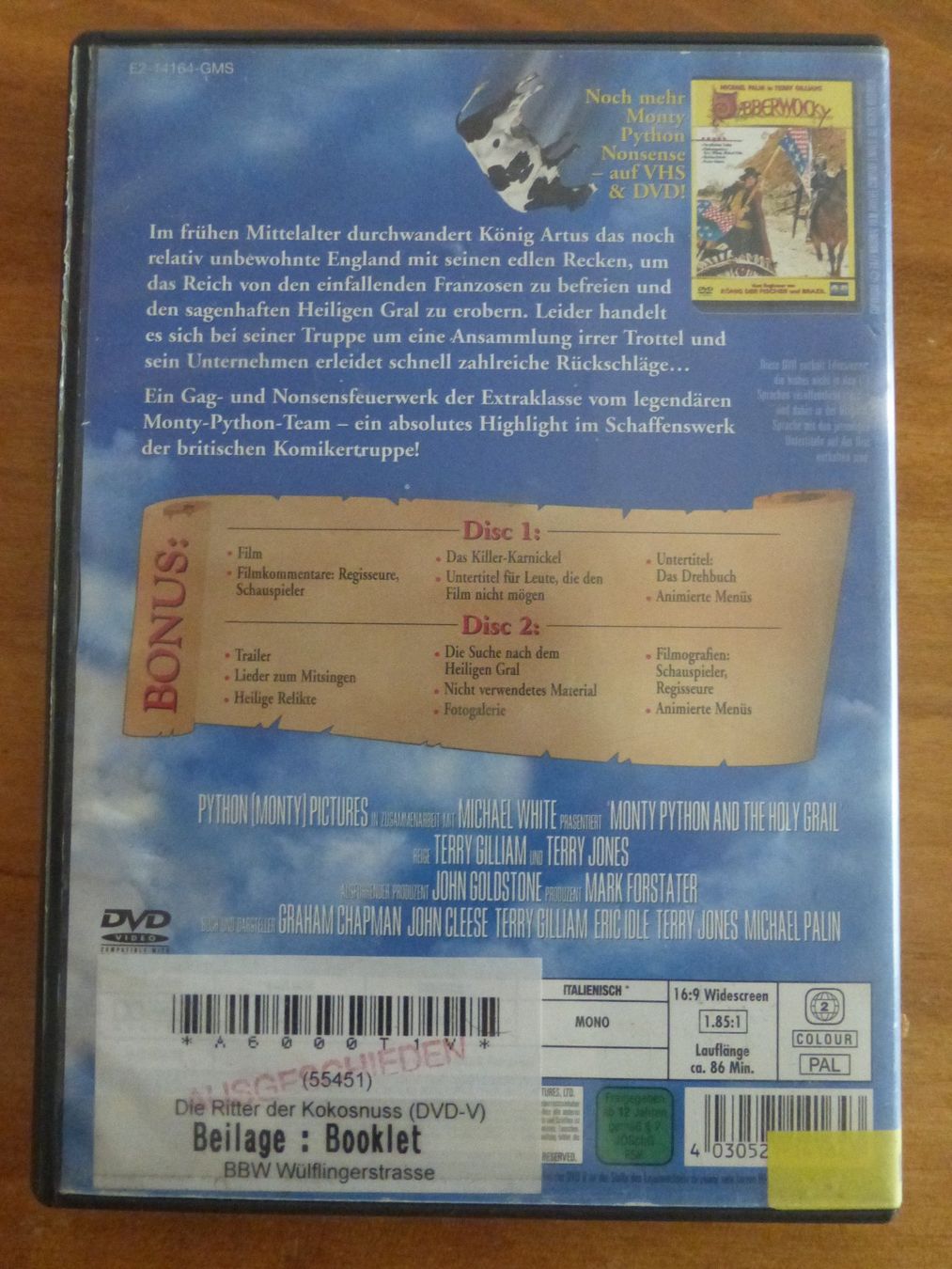 Tous les DVDs: Monthy Python Ritter der Kokosnuss Special Edition DVD – D'occasion à Zumikon par psisound 1