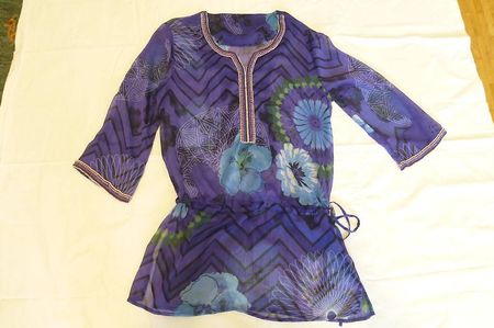 Desigual Bluse Kasack Tunika violet/blau Grösse M/L