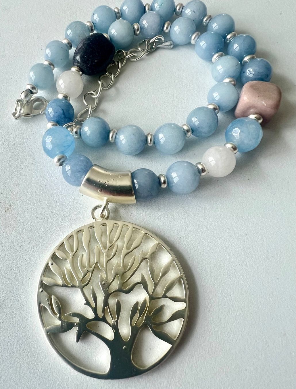 Ketten: Edelsteinkette mit blauem Chalcedon & Lebensbaum Unikat – Neu (gemäss Beschreibung) aus Ruswil von artbyhand 9