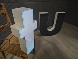 Leuchtbuchstabe  t Weiss Grau Schwarz Leuchtkasten 12 Volt