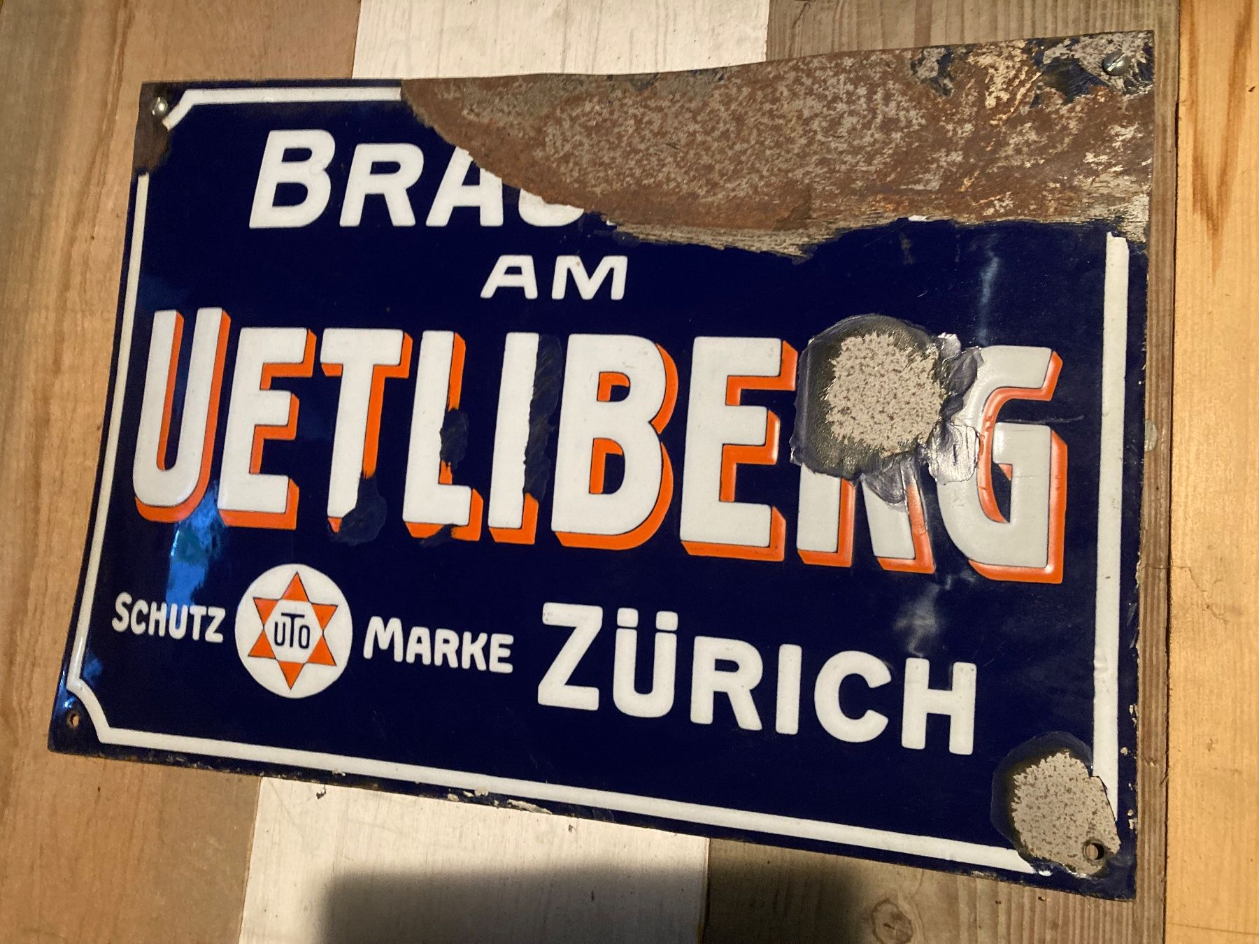 Insegne: Emailschild Brauerei Bier – Usato da Oberbussnang venduto da Schmiede_herzog 1