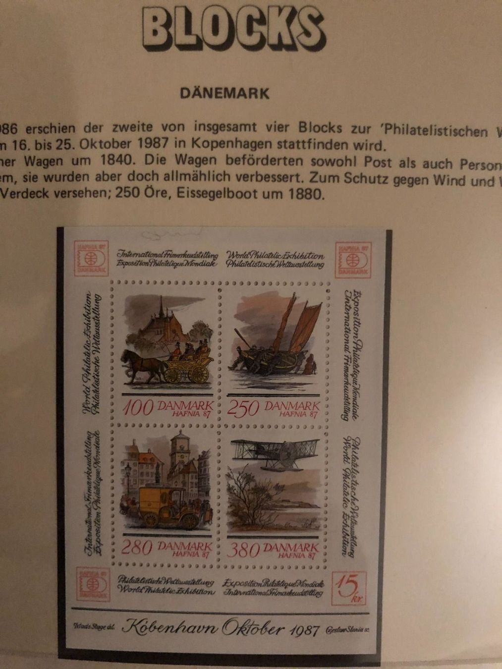 Tutti i francobolli: Block Dänemark "HAFNIA 87", 1986, Postfrisch – Nuovo e nell'imballaggio originale da Landquart venduto da interesse63 1