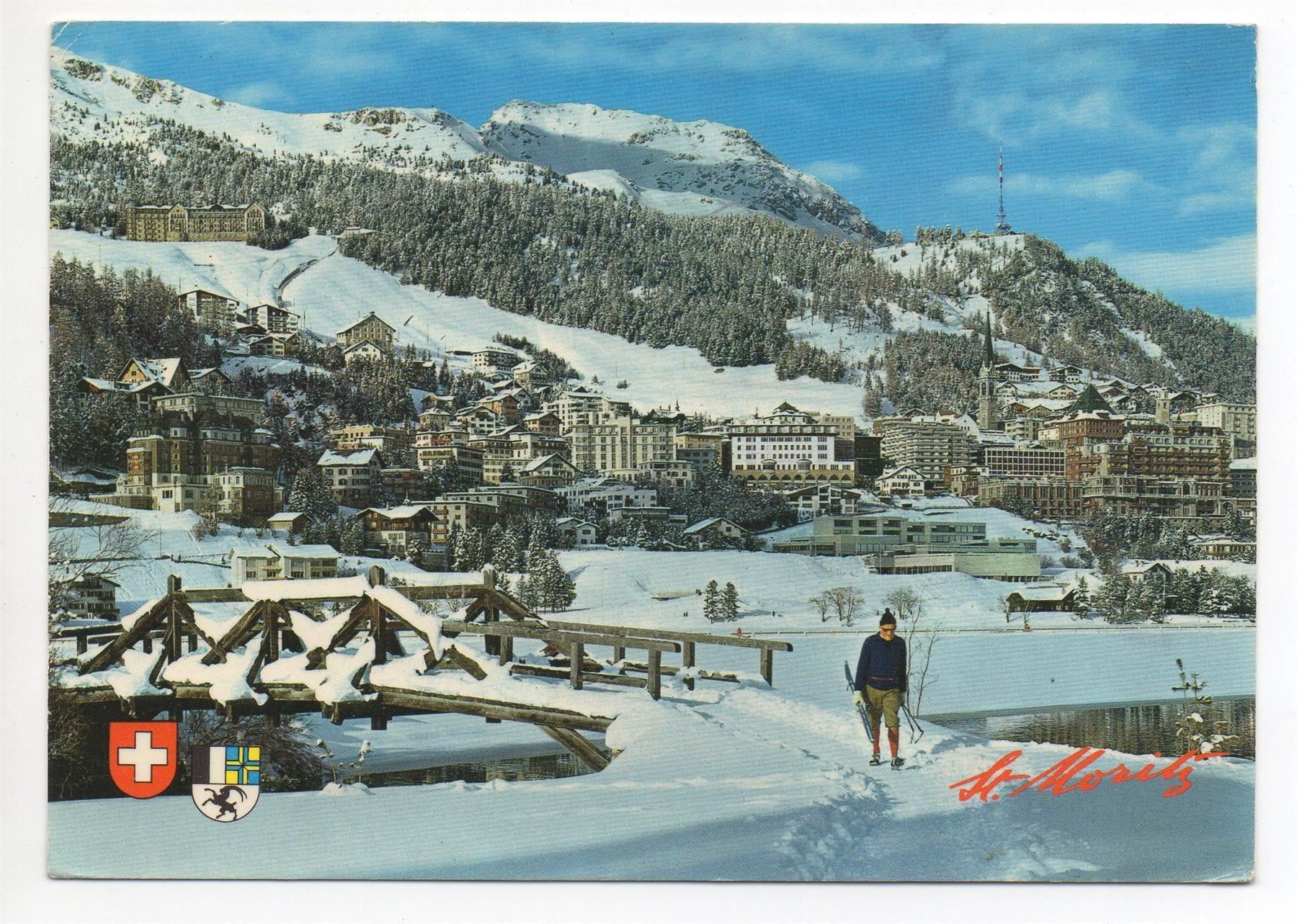 Cartoline postali: ST. MORITZ Brücke - Wintersport - Ski-Langlauf – Usato da Jona venduto da philajona