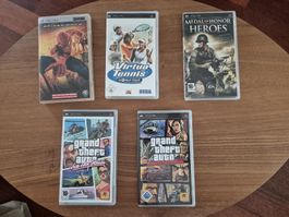 PSP 3 Spiele (GTA, Medal of Honor, Virtual Tennis), 1 Film