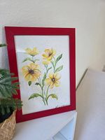 Aquarellbild mit Blumen