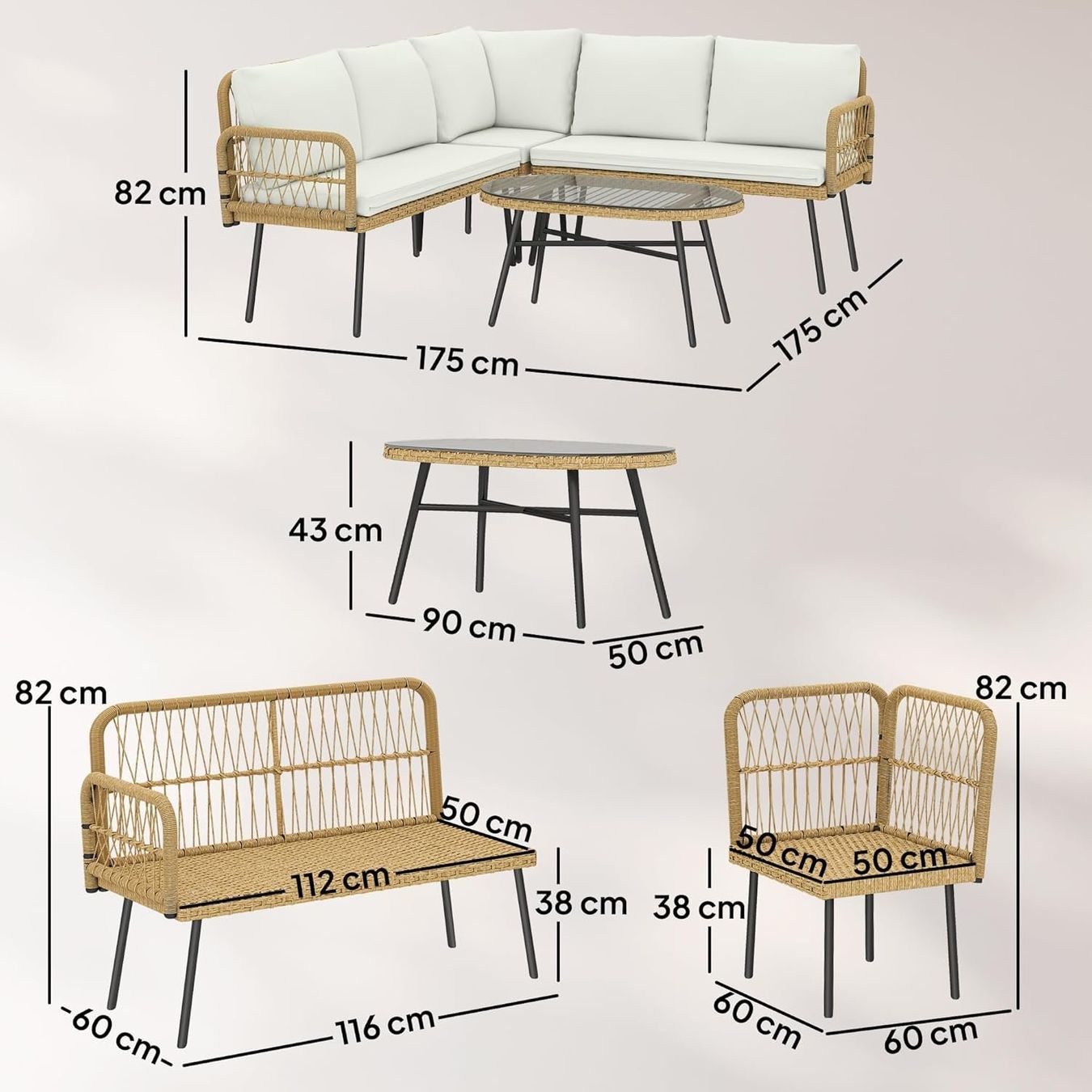 Set di tavolo e panche: Polyrattan Gartenmöbel Set 4-teilig – Nuovo e nell'imballaggio originale da Gränichen venduto da omniadeals 7